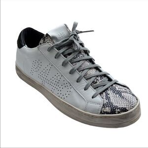 P448 White John Low Top Lace Up Sneakers Size 42
